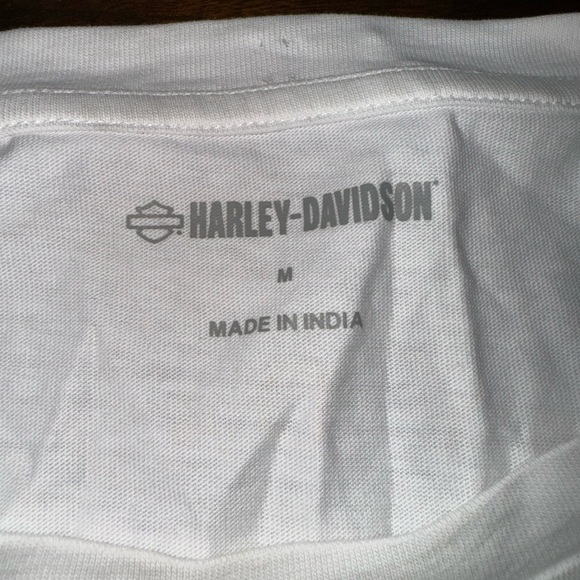Harley Davidson Women’s Designer Top: Medium White Baby Doll Style Tee - Picture 6 of 6